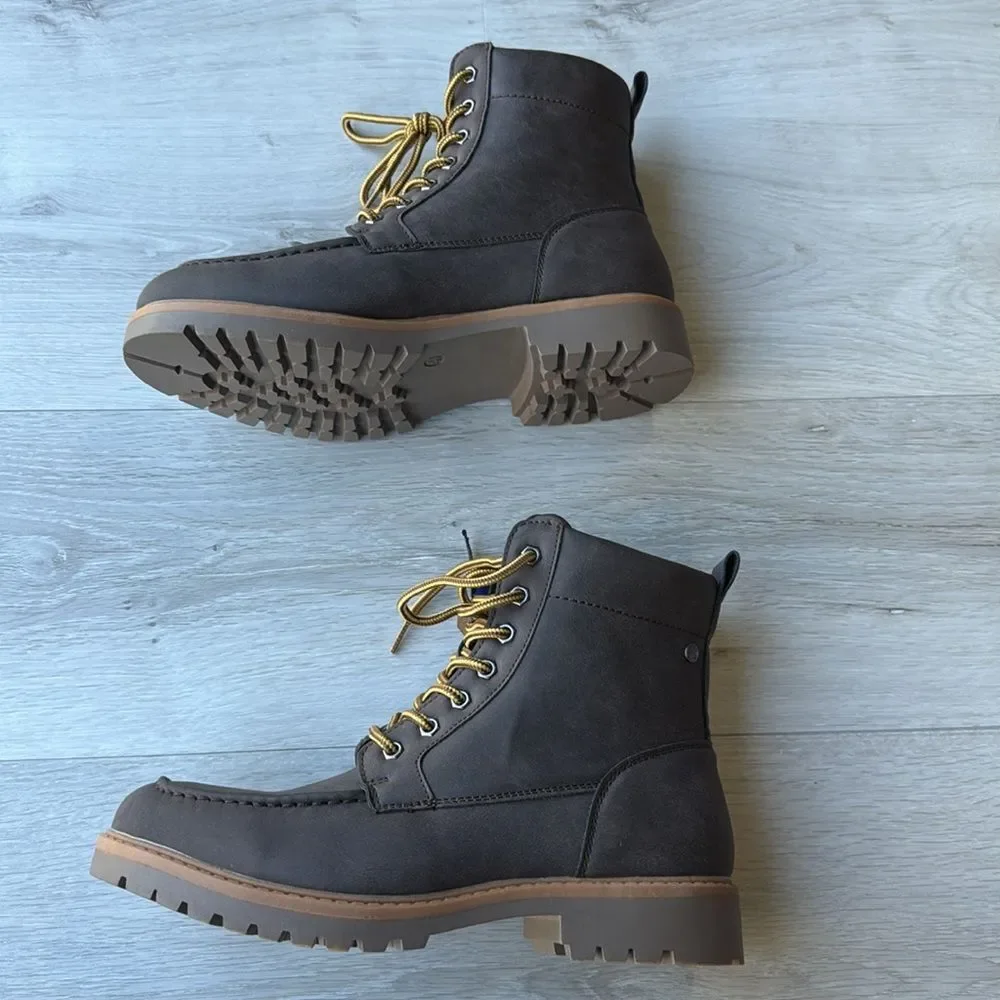Jack & Jones faux leather brown size 8 lace up boots‎ in cognac brown NWT in box